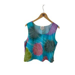 Vintage Yak Magic Women's Blue Tie Dye Sleeveless Crop Top - Medium
